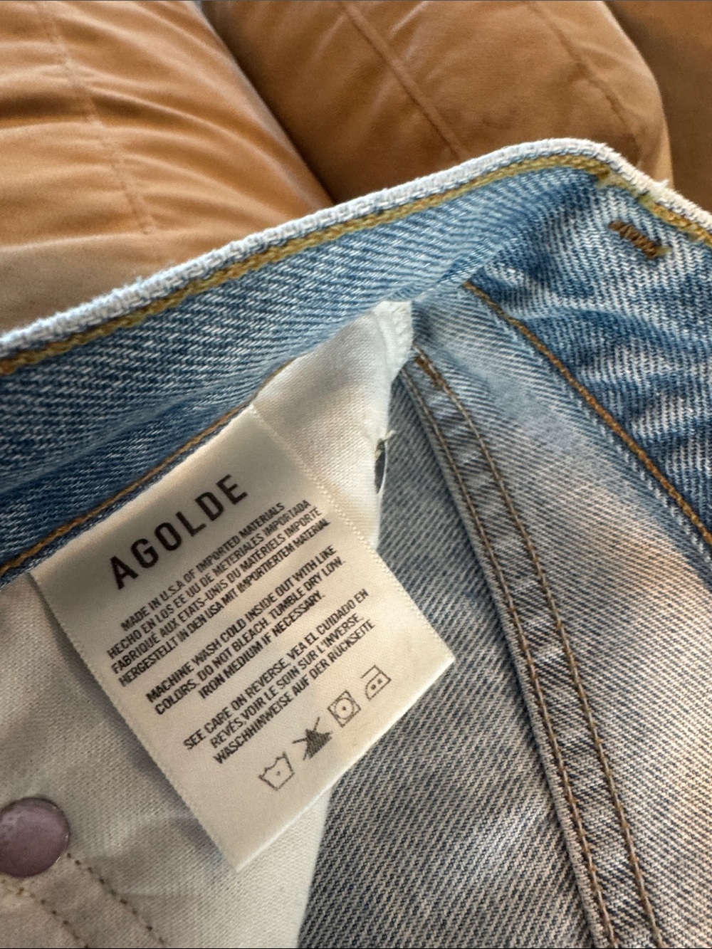Agolde Hilla Light Blue Cotton Denim Maxi Skirt with frayed hem size 28 - Picture 9 of 10